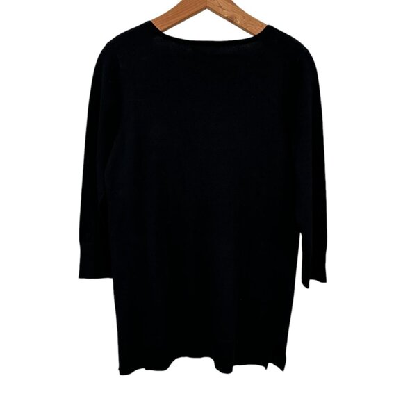 Cable & Gauge Black Embellished Sweater Tunic Keyhole Beaded 3/4 Sleeve Small - Picture 4 of 7